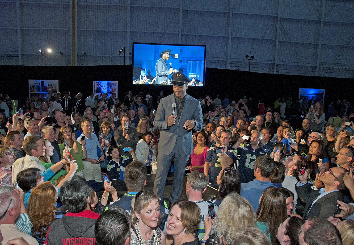 Alaska passengers get surprise party, entry onto “Russell Wilson