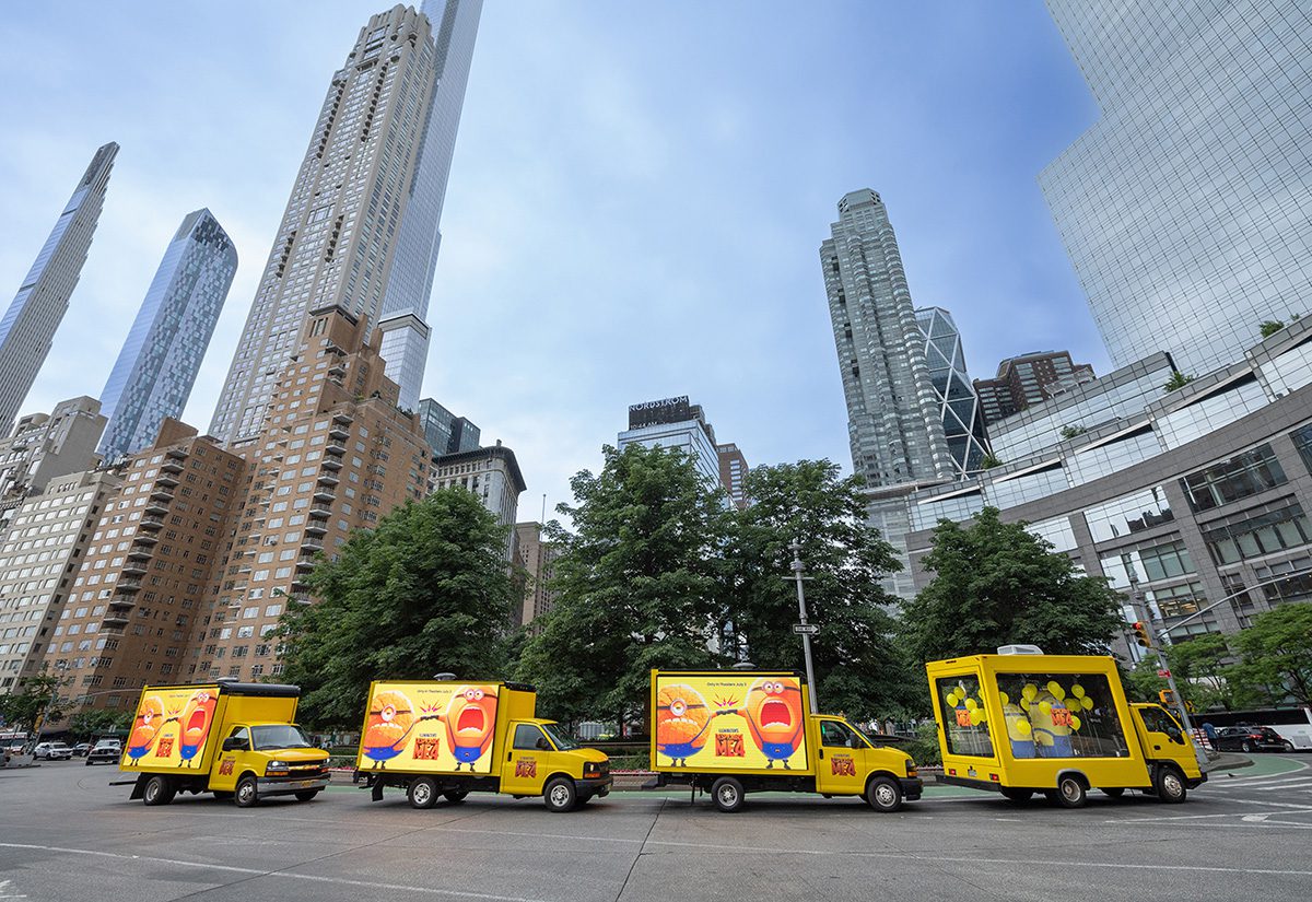 Despicable Me 4 box trucks in New York City