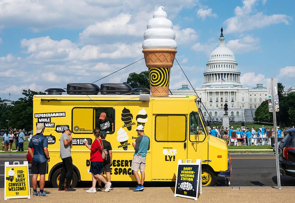 Oatly Dairy Deprogramming Zone ice cream truck in front of the Capitol Building