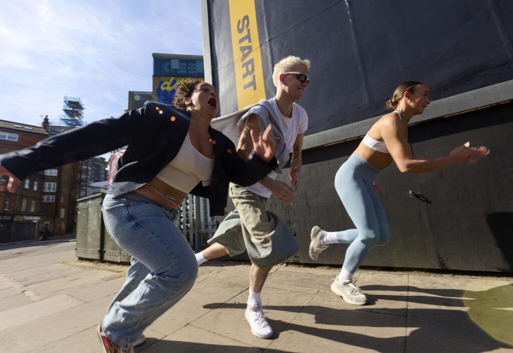 gymbox ooh 10 meter dash three competitors