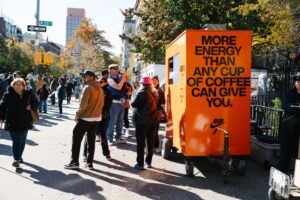 the 2024 TCS New York City Marathon Expo nike joe coffee cart