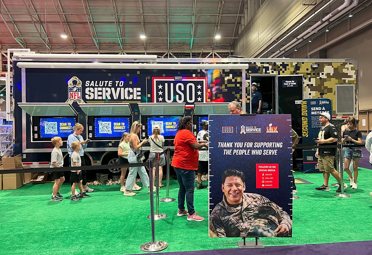 Super Bowl LIX USO booth at SBX