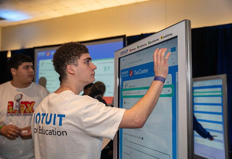 Students interact with the Intuit for Education curriculum